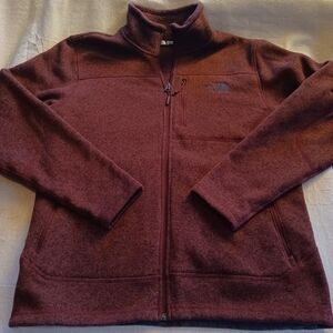 The North Face Sweater Fleece Heathered Burgundy Zip Jacket Men's Size Large